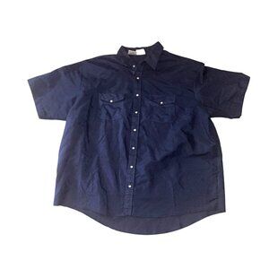 Western Frontier Navy Short Sleeve Button-Up Shirt 2XL Cotton Blend